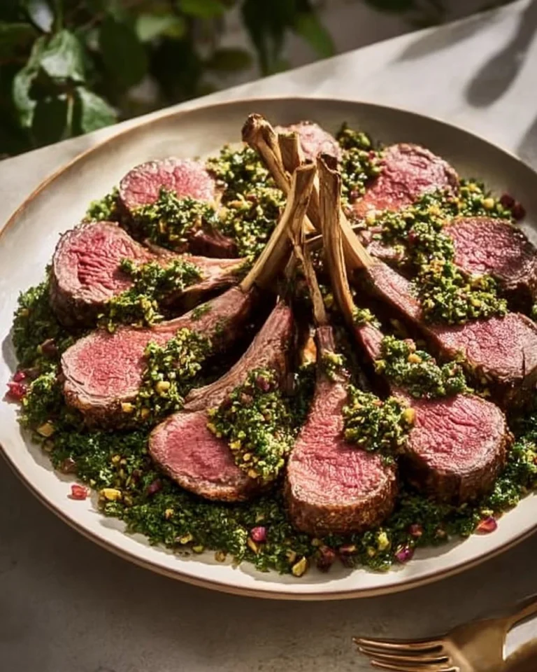 Savoring a plate of lamb with mint and pistachio gremolata