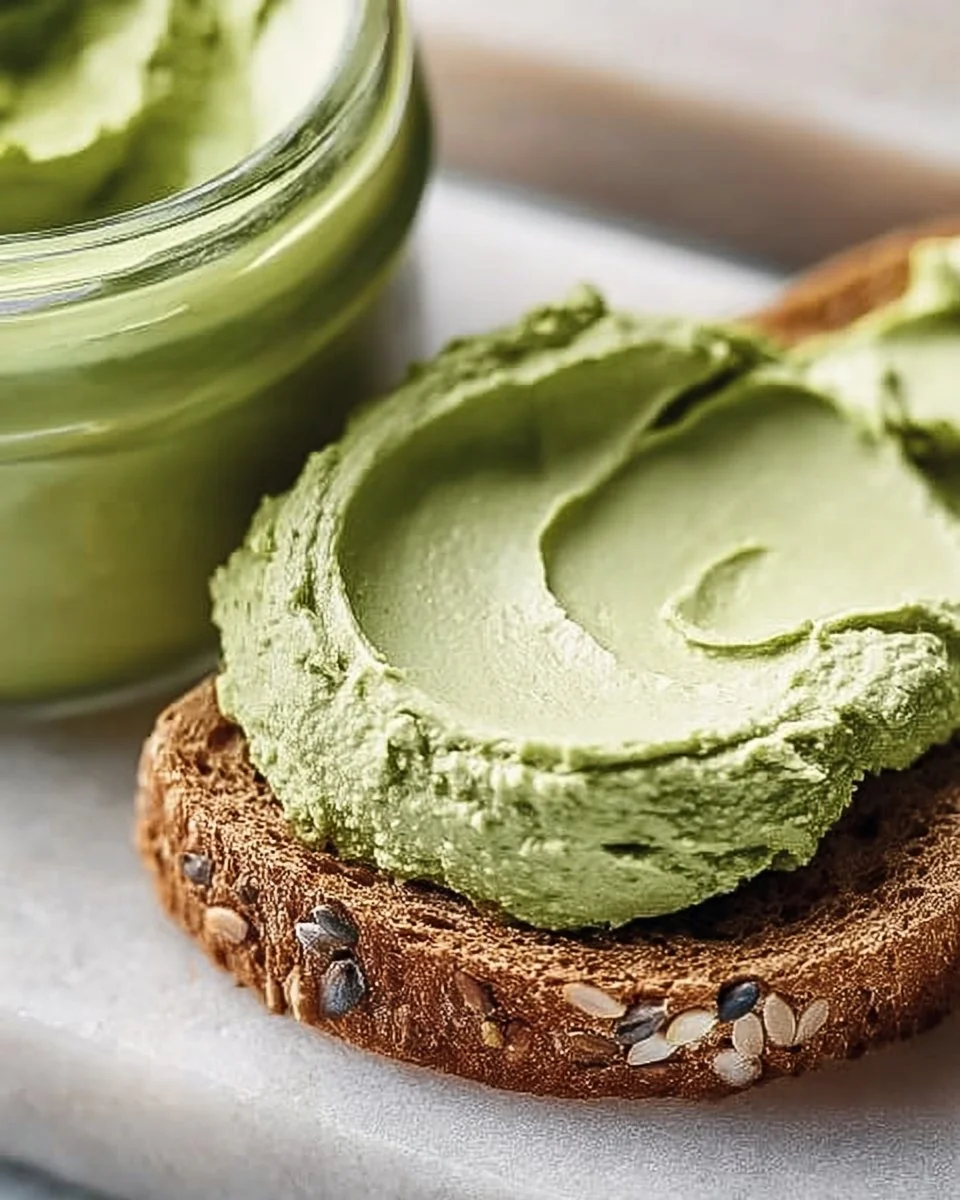 Vibrant matcha cream cheese spread on toast with fresh toppings.