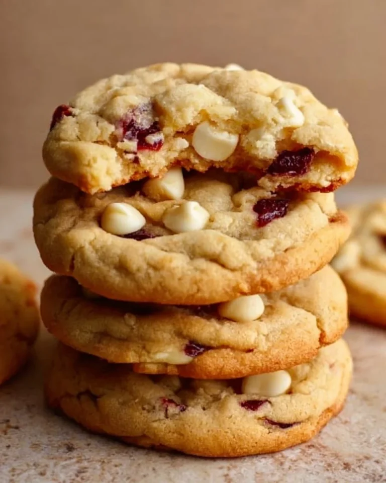 Delicious white chocolate cranberry cookies on a plate