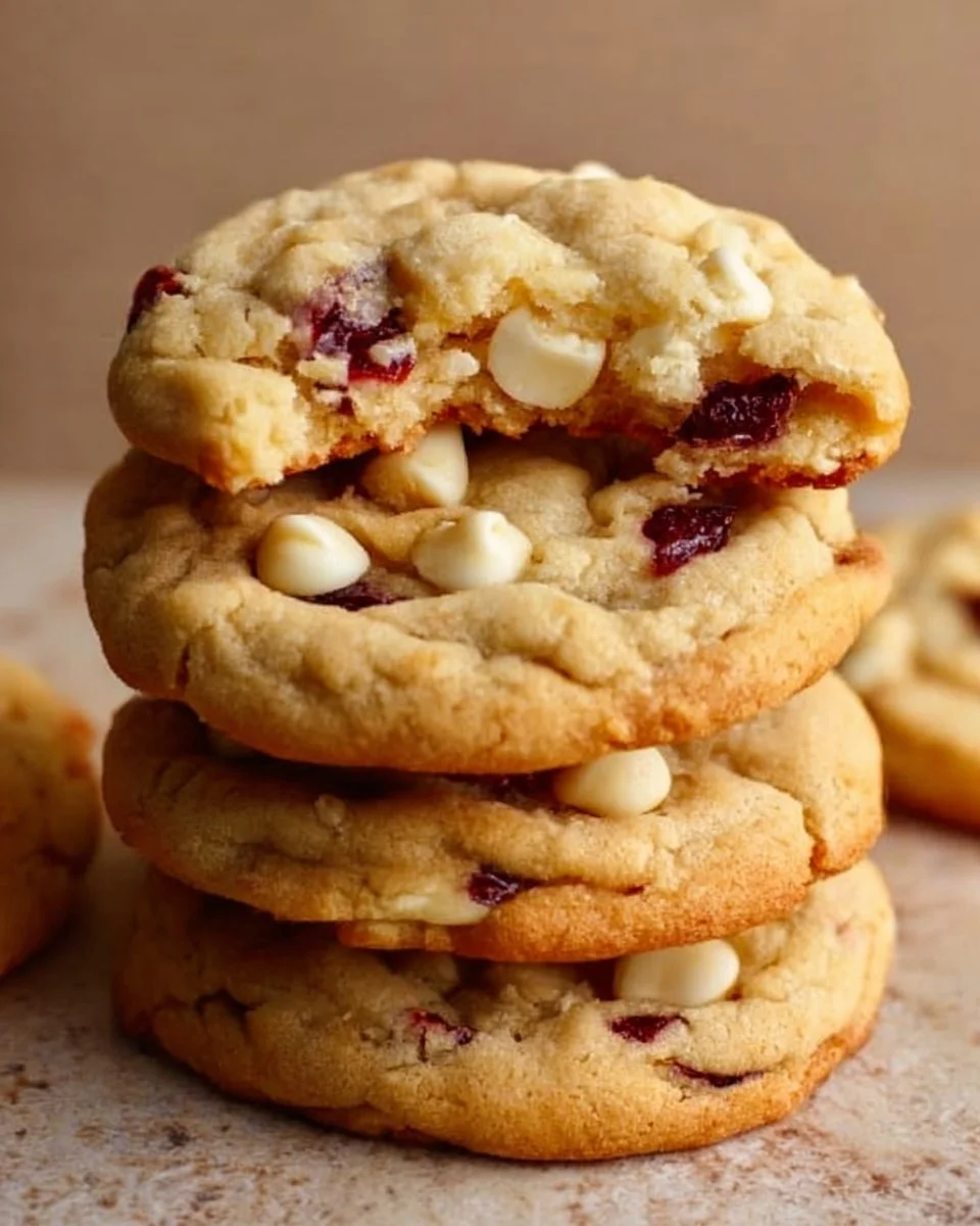 Delicious white chocolate cranberry cookies on a plate