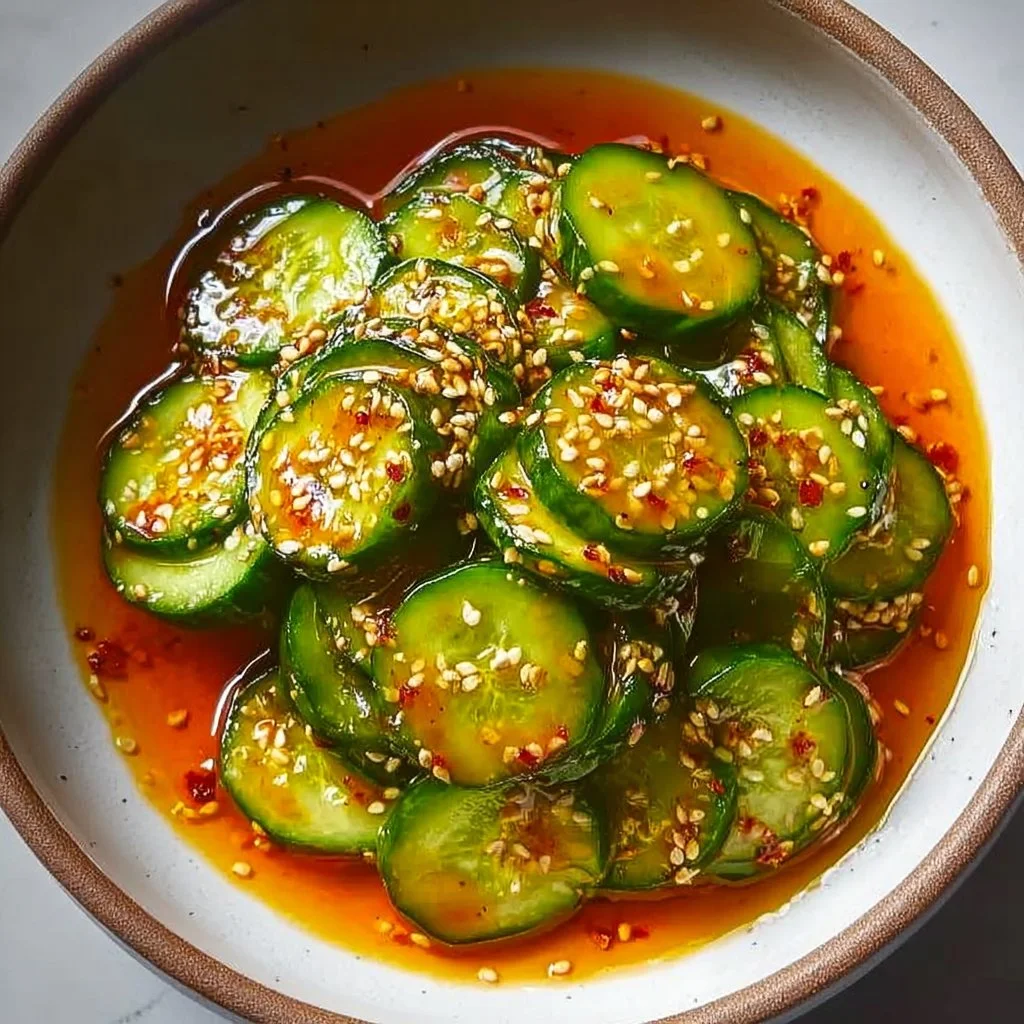 Refreshing Asian Cucumber Salad with zesty flavor and crisp vegetables.