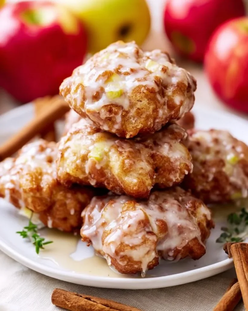 Delicious air fryer applesauce fritters served on a plate.