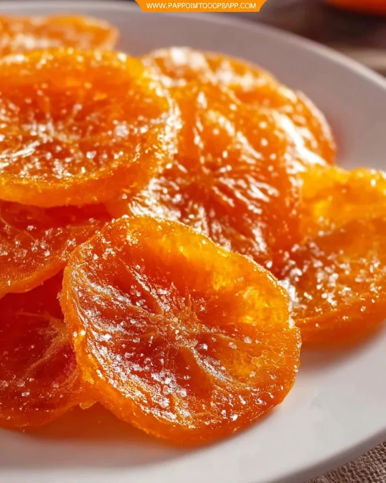 Delicious candied orange slices on a plate, perfect for desserts and snacks.