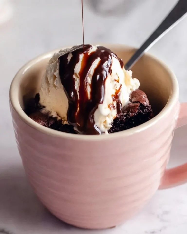 Delicious chocolate mug brownie in a white ceramic mug