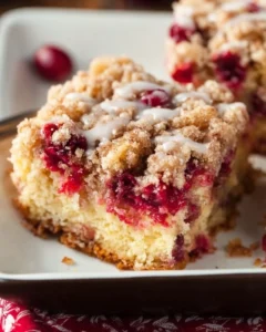 Delicious cranberry crumb cake with a crumbly topping and fresh cranberries