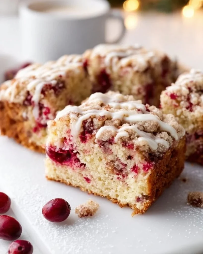 Delicious homemade Cranberry Crumb Cake with a buttery crumb topping