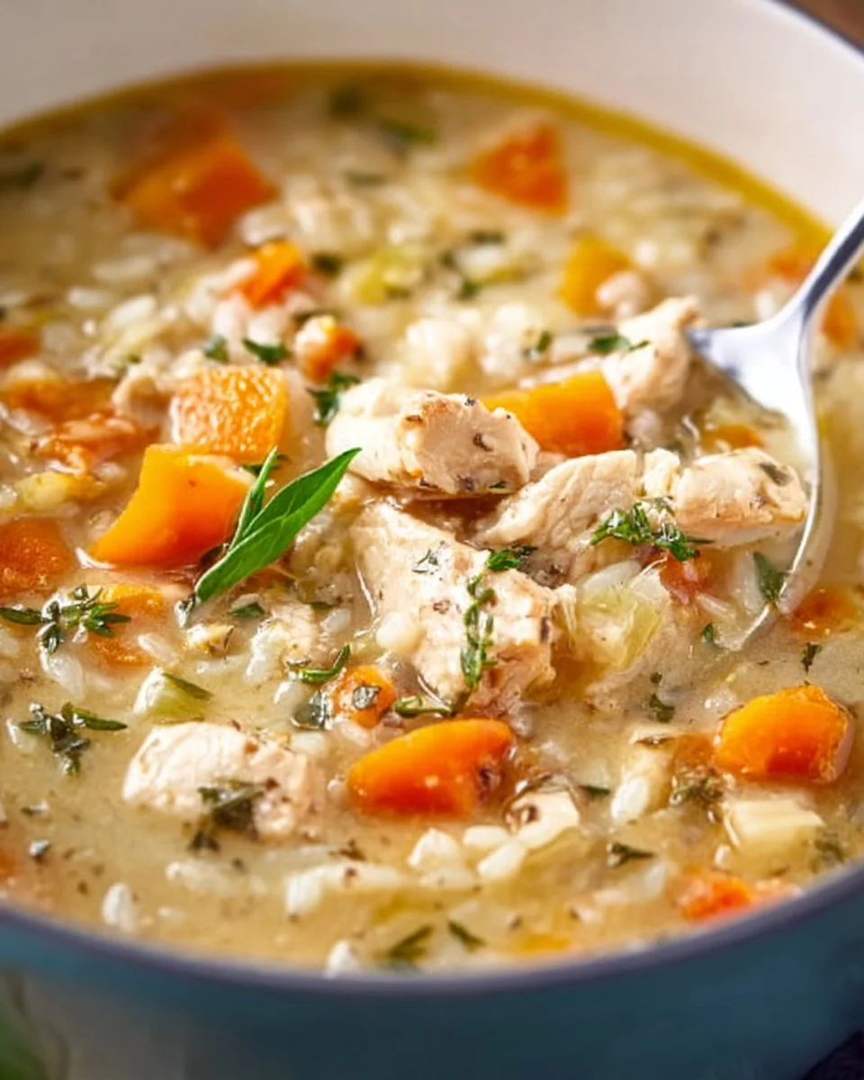 A bowl of hearty Greek Turkey Soup with fresh herbs and vegetables