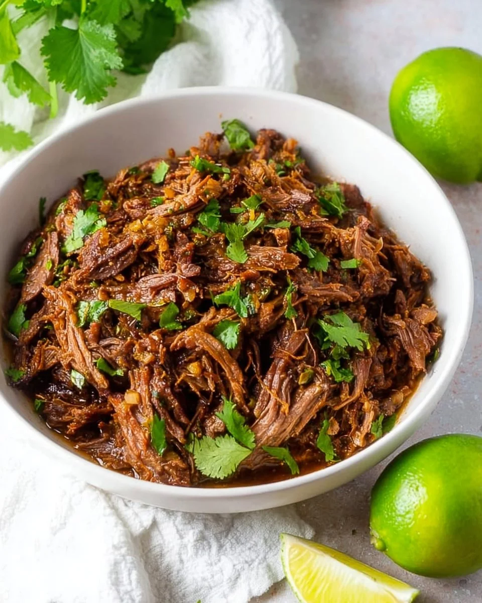 Tender Instant Pot shredded beef served in a bowl