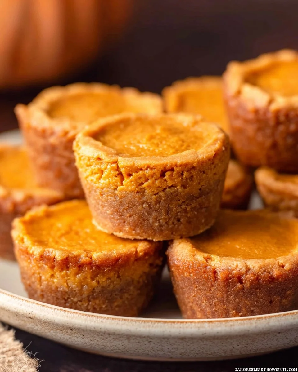 Delicious mini pumpkin pie served on a plate with a sprinkle of cinnamon