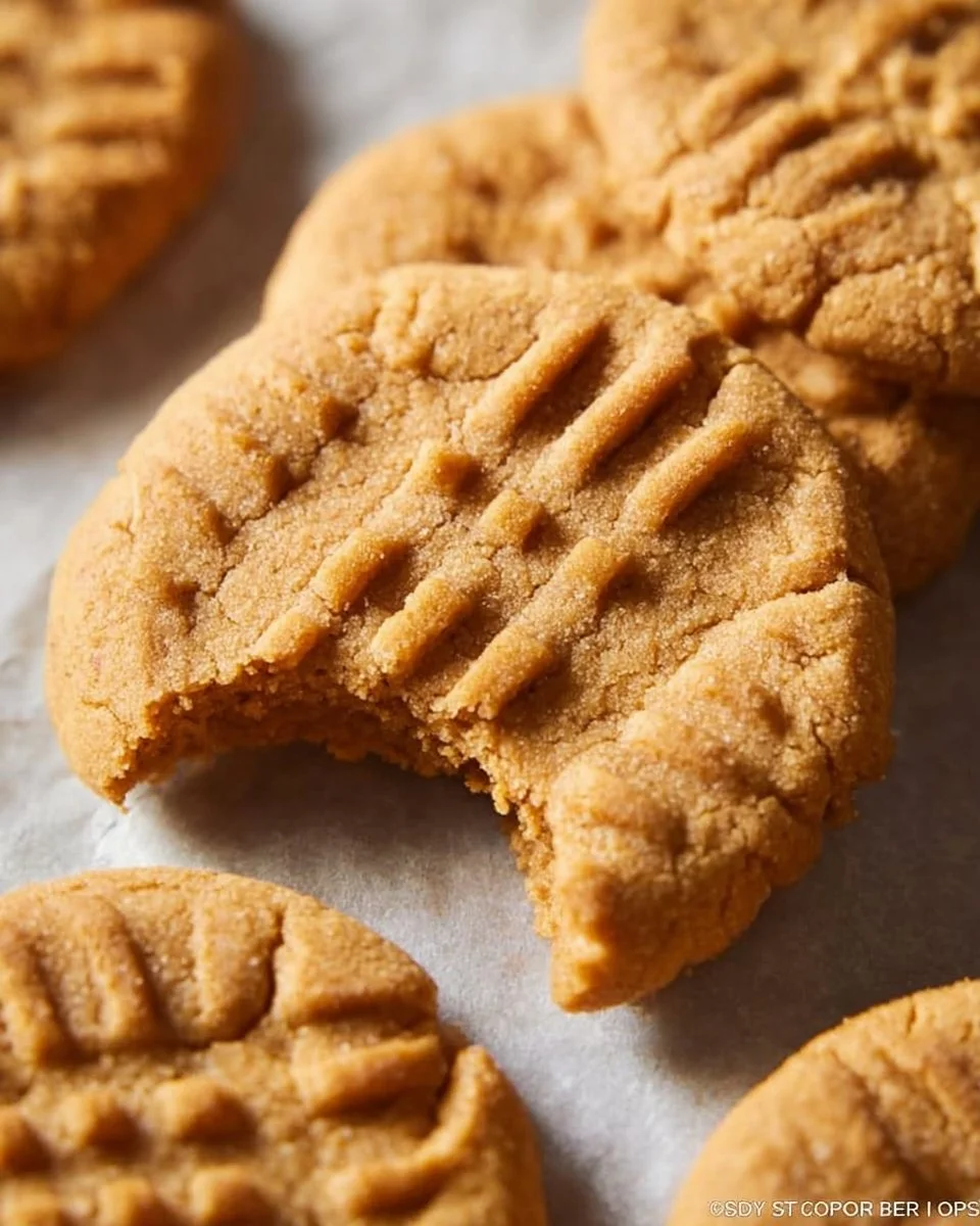 Freshly baked peanut butter cookies on a cooling rack