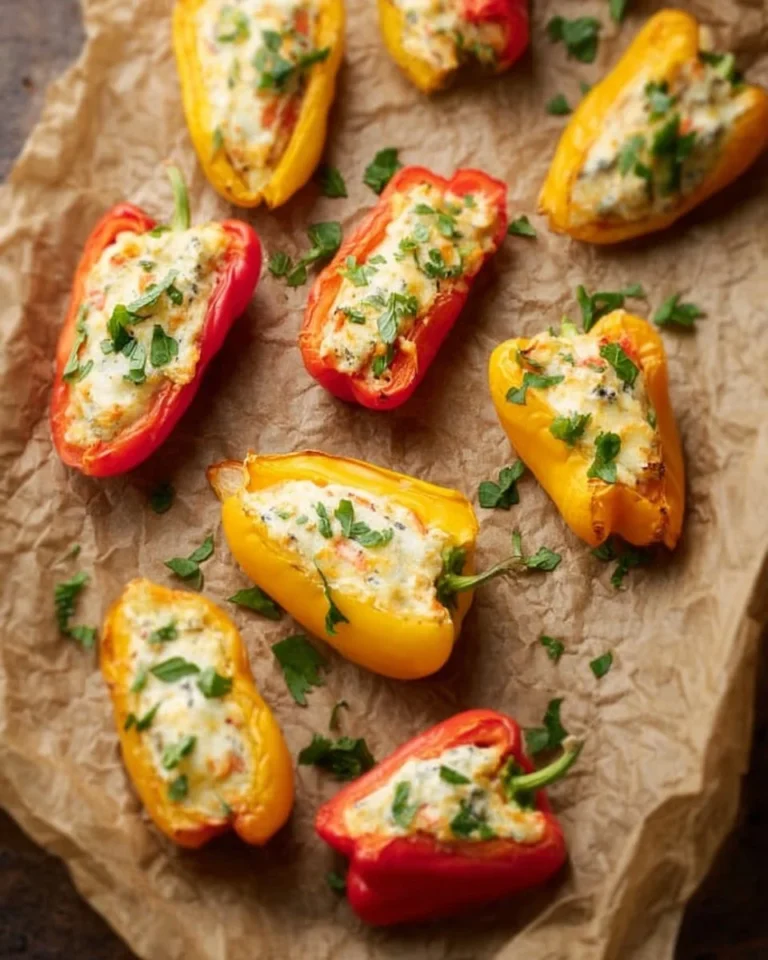 Colorful stuffed mini sweet peppers filled with delicious ingredients