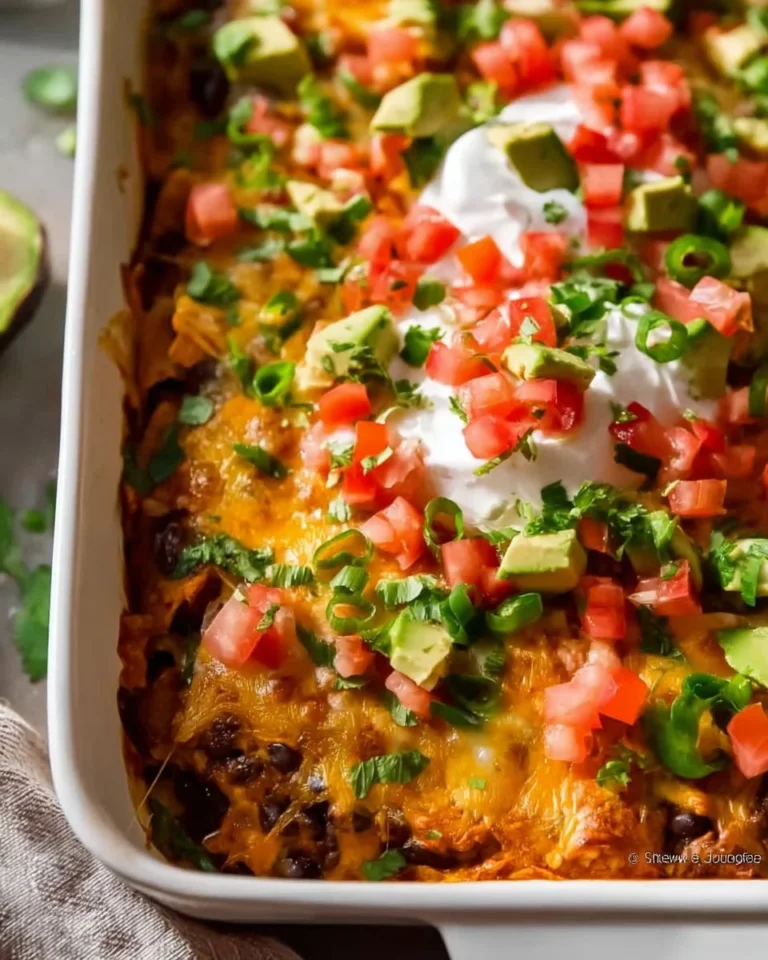 Delicious homemade Taco Casserole with layers of cheese and seasoning