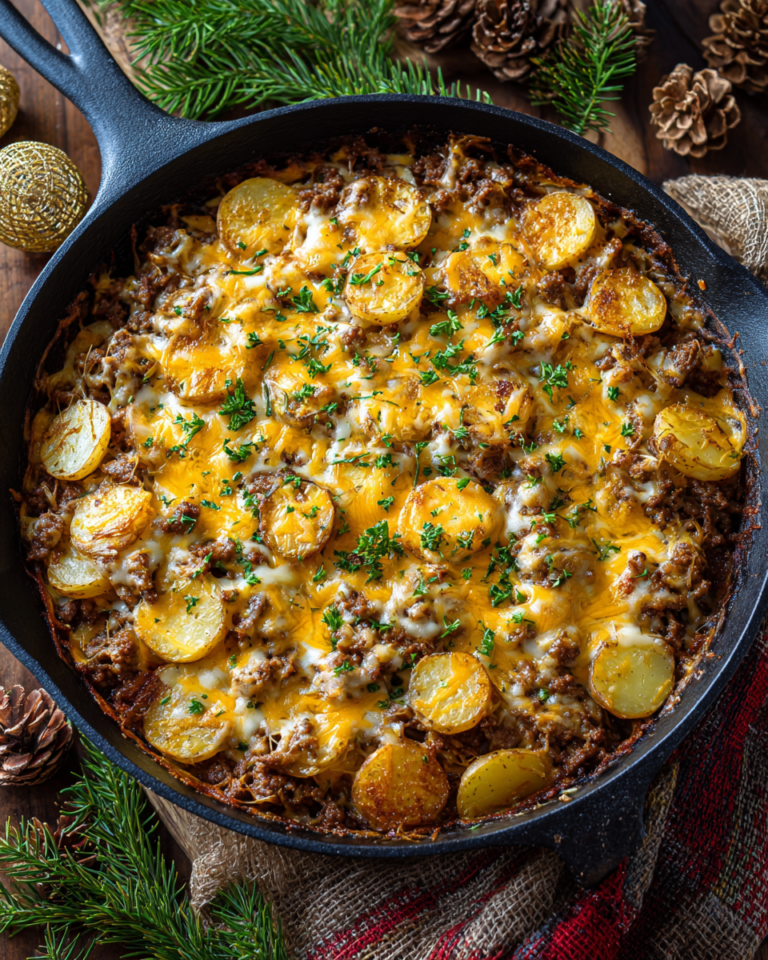 Cheesy Ground Beef & Potato Casserole (One-Pan Dinner!)