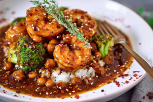 GARLIC BROCCOLI STIR FRY WITH CHICKPEAS
