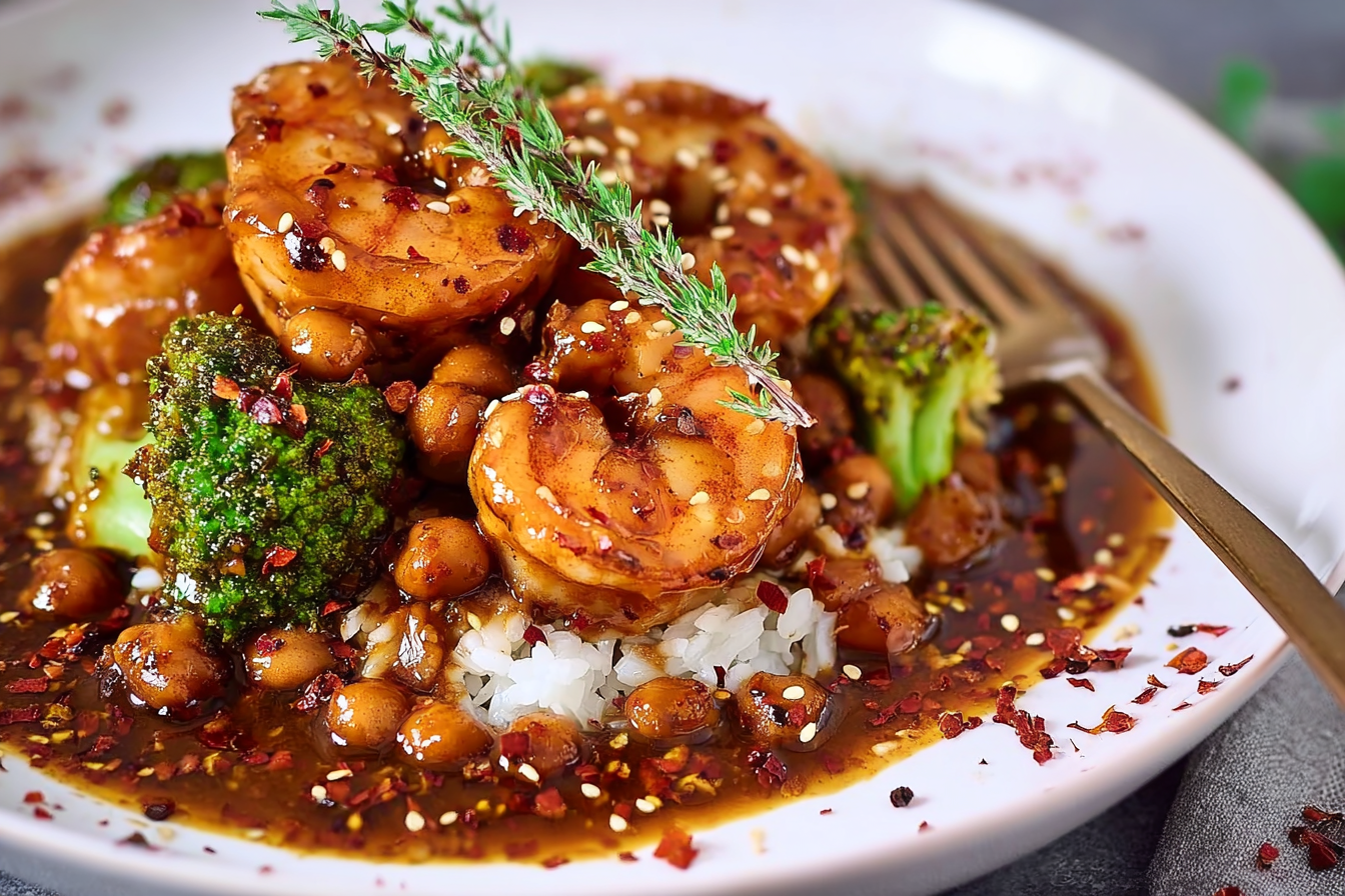 GARLIC BROCCOLI STIR FRY WITH CHICKPEAS