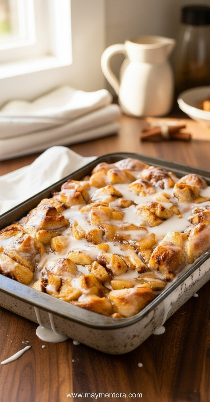 Delicious apple cinnamon roll bake fresh from the oven