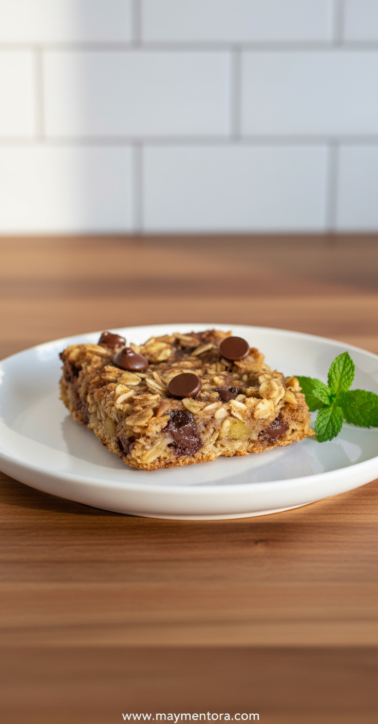 Delicious banana oatmeal bars stacked on a plate