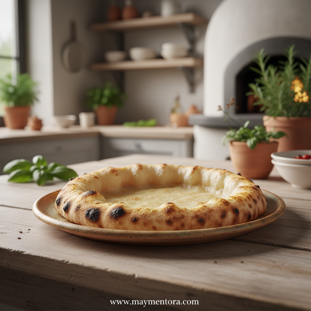 Finished homemade pizza with perfect crust