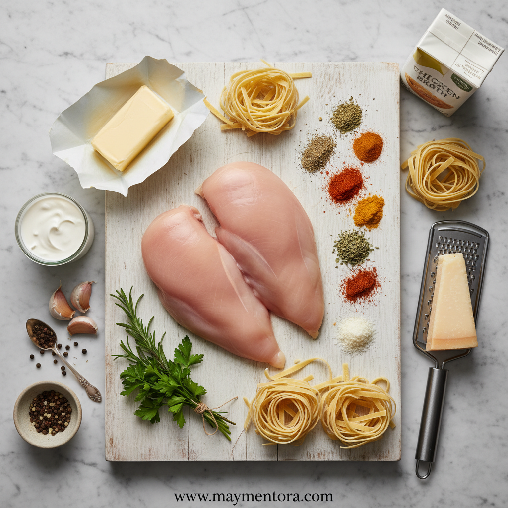 Ingredients for cowboy butter chicken linguine recipe
