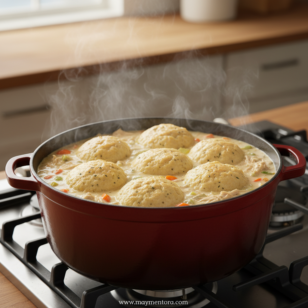 Cooking chicken and dumplings step by step