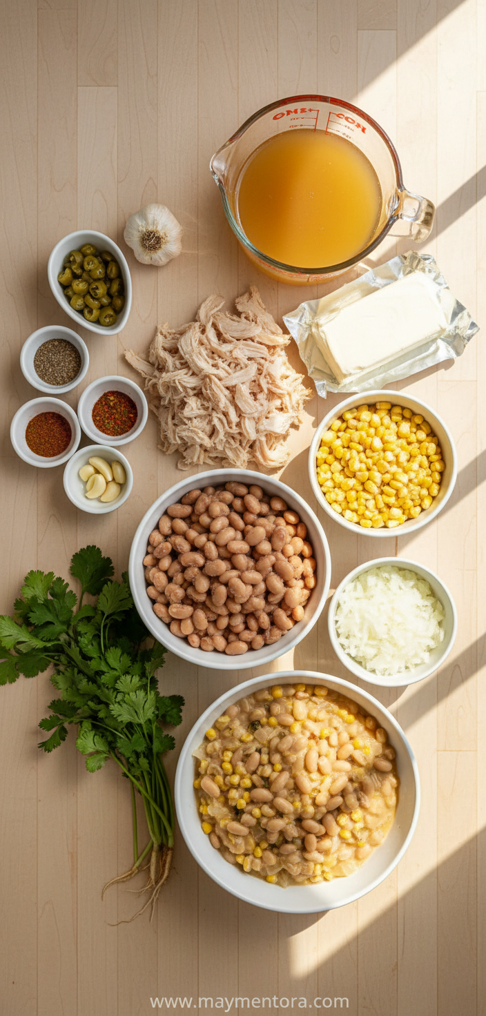 Ingredients for creamy white chicken chili