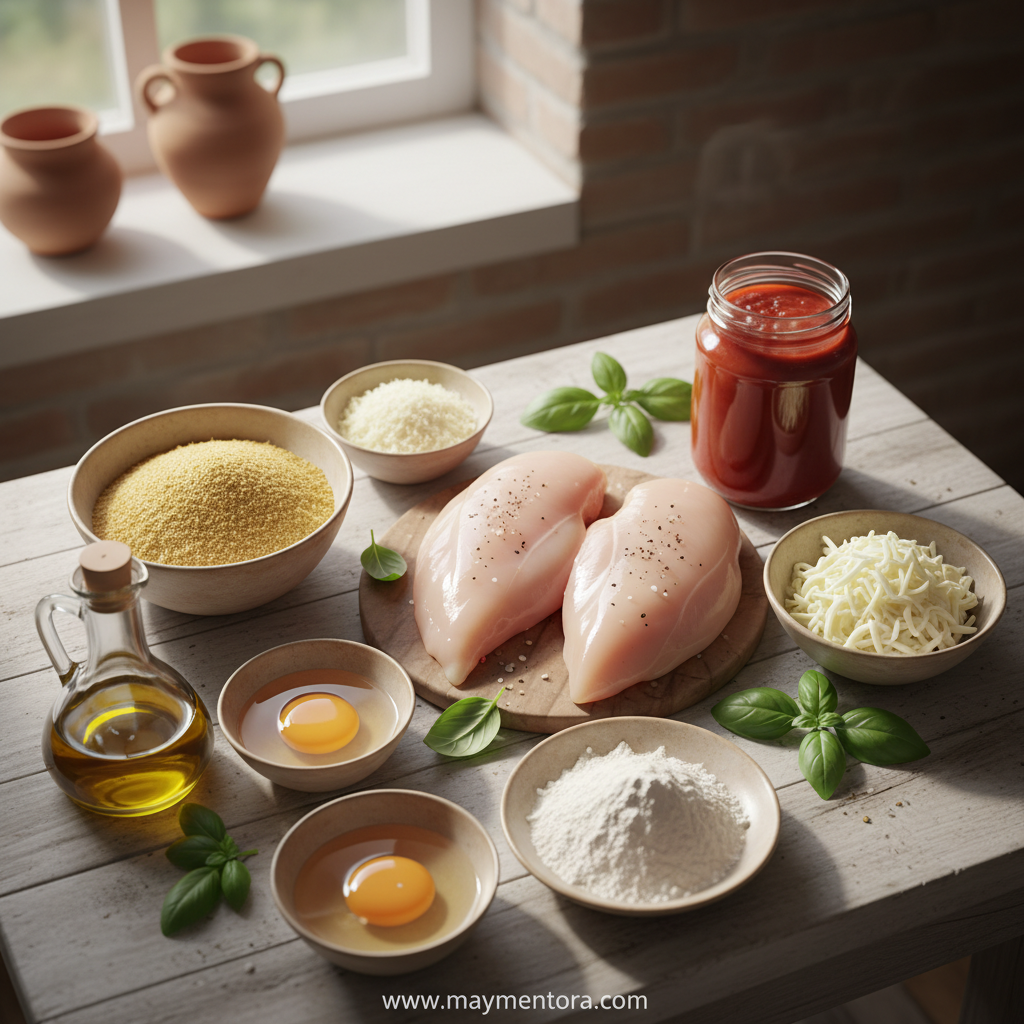 Ingredients for easy chicken parmesan bake