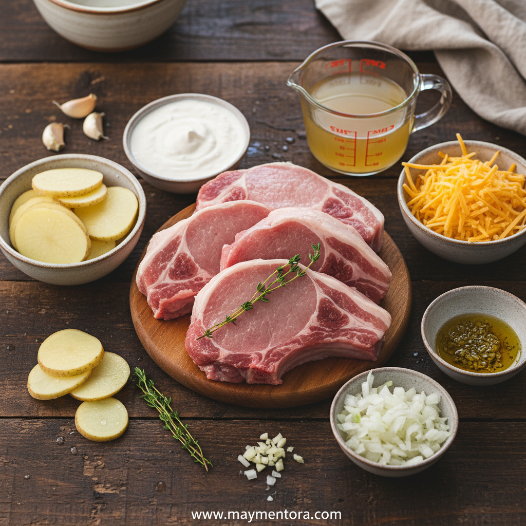 Fresh ingredients for plant-based casserole including tofu, potatoes, and seasonings