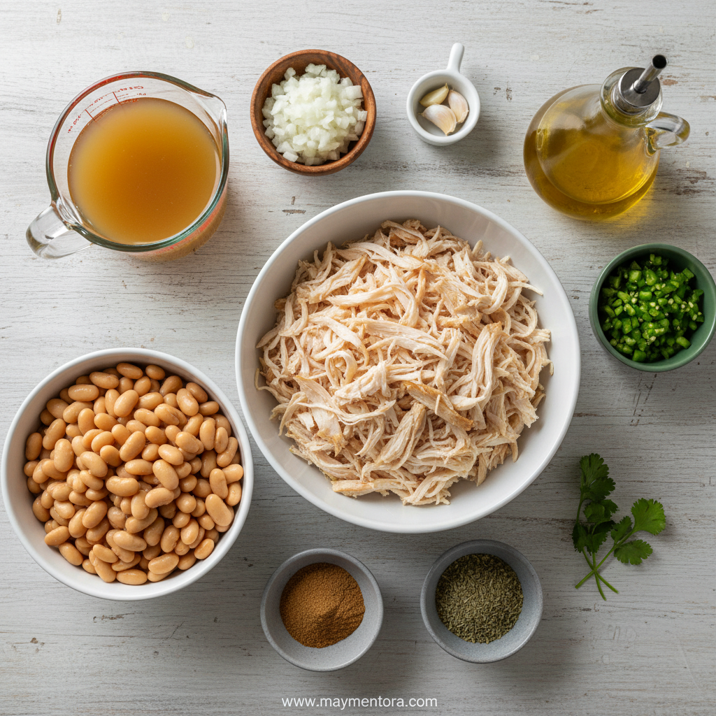 Ingredients for white chicken chili recipe