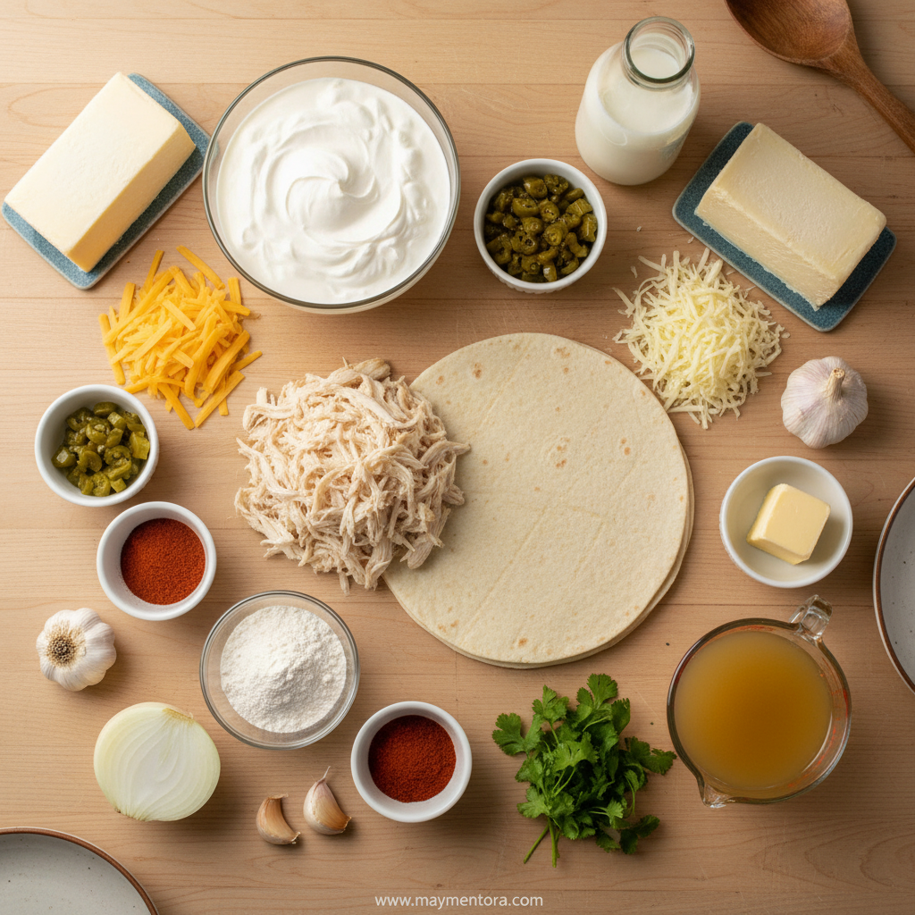 Ingredients for white chicken enchiladas