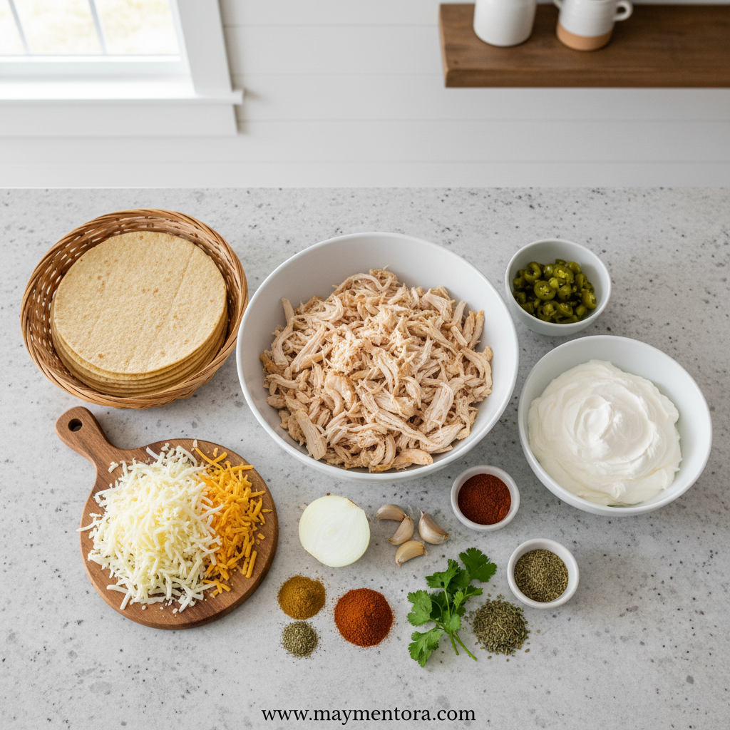 Ingredients for white chicken enchiladas
