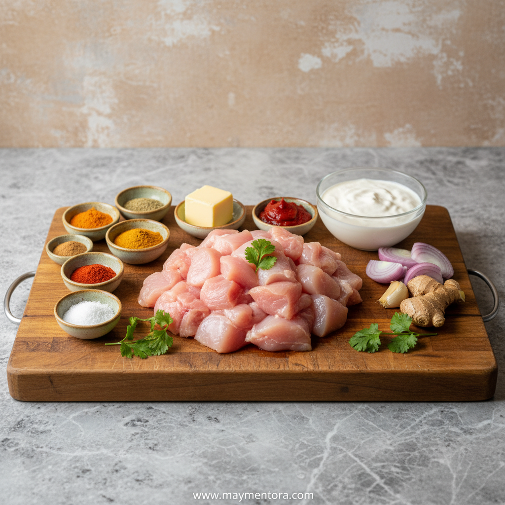 Ingredients for Texas Roadhouse copycat butter chicken skillet