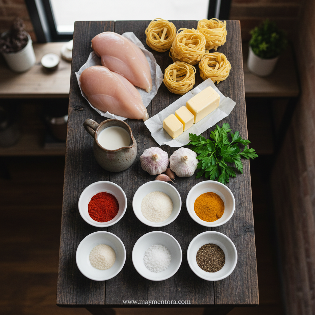 Ingredients for cowboy butter chicken pasta