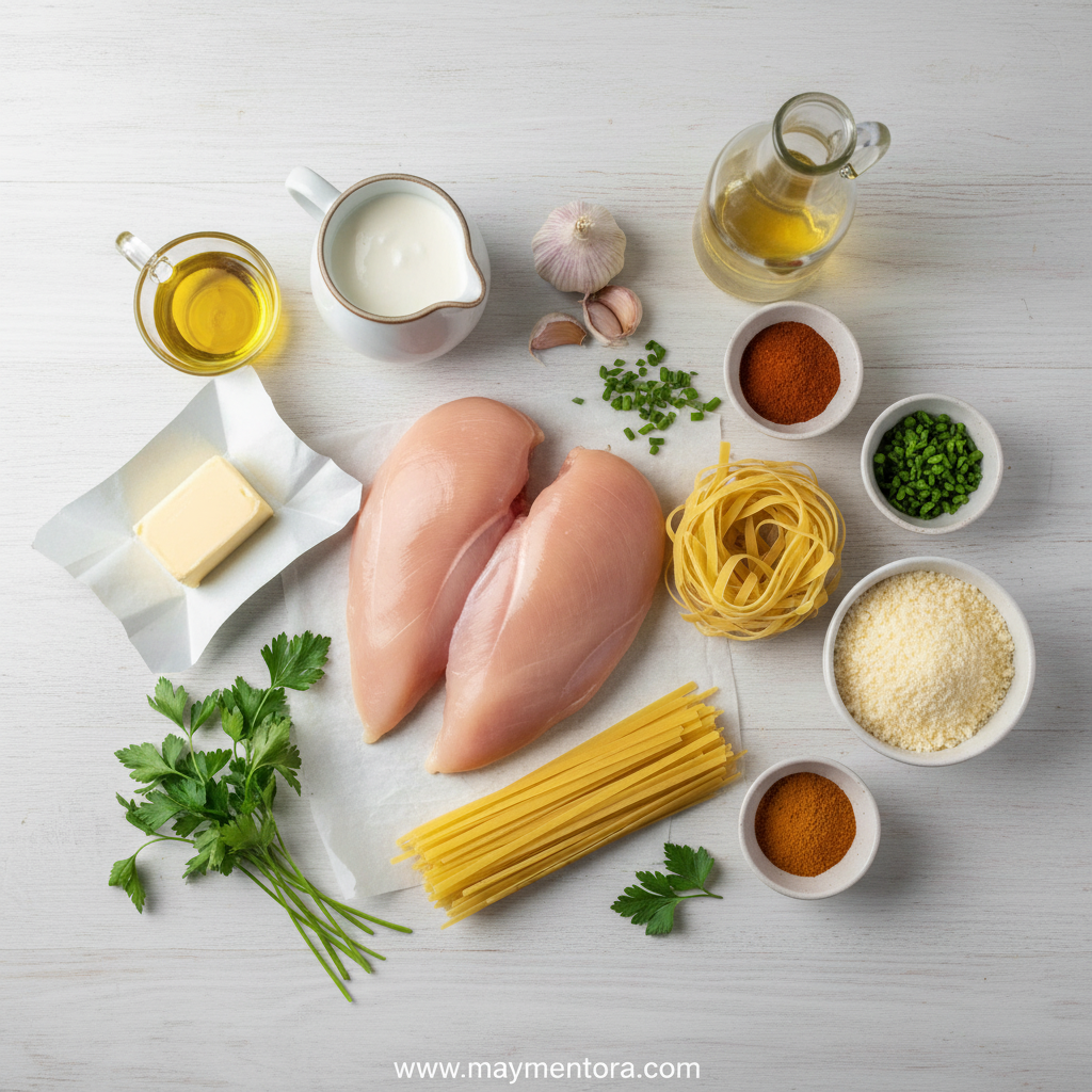 Ingredients for cowboy butter chicken pasta