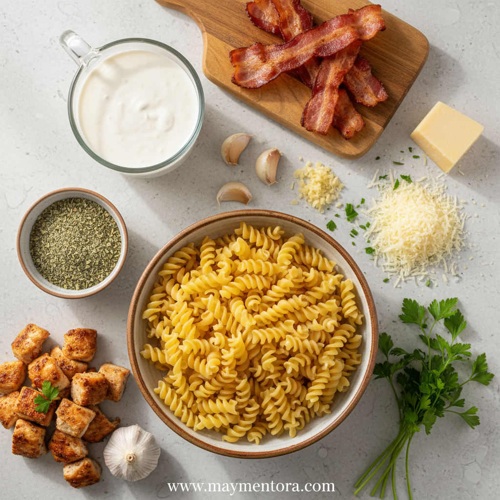 Ingredients for loaded potato chicken casserole