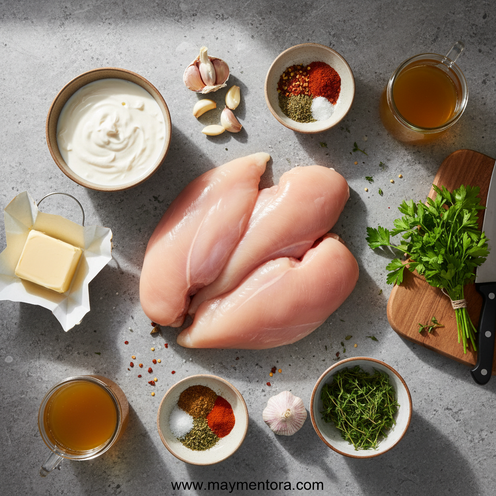Ingredients for creamy cowboy butter chicken recipe