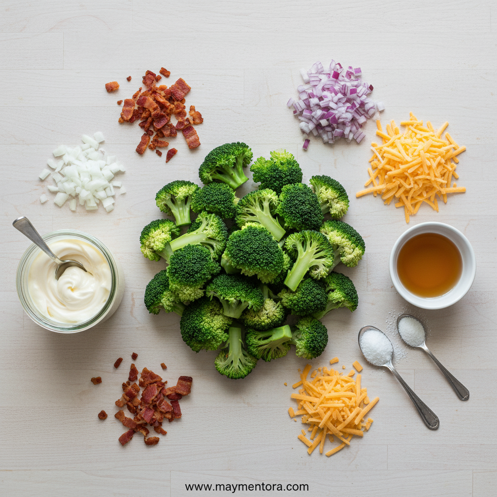 Ingredients for keto broccoli salad