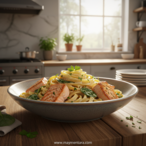 creamy-salmon-pasta-with-mixed-greens_feature