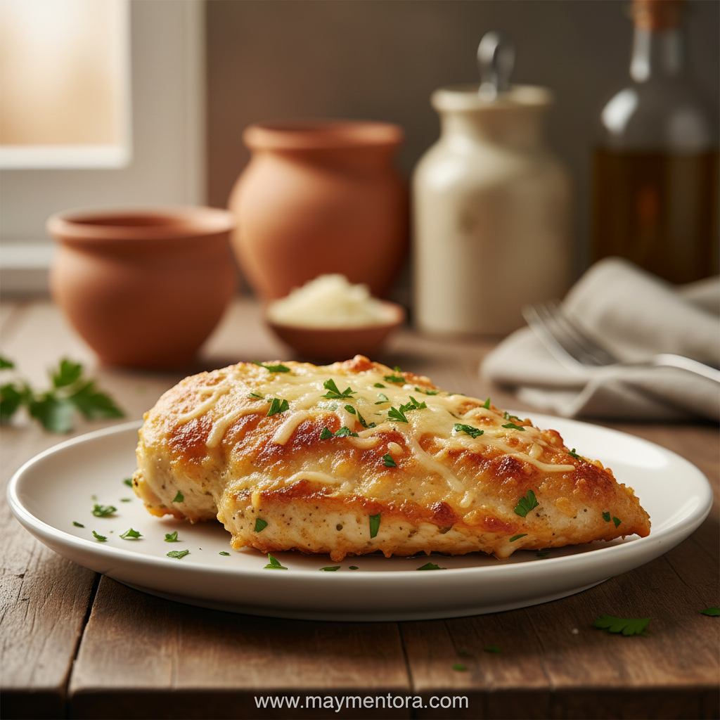 Golden brown crispy baked Parmesan chicken cutlets fresh from the oven