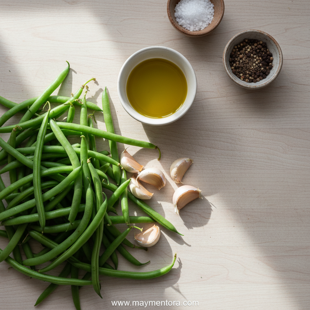 Ingredients for crispy garlic green beans