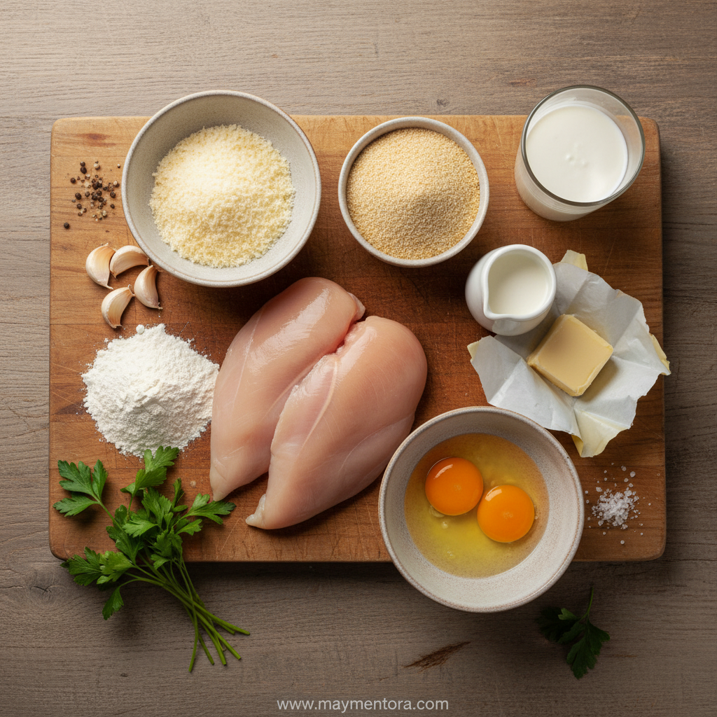 Ingredients for crispy parmesan chicken recipe