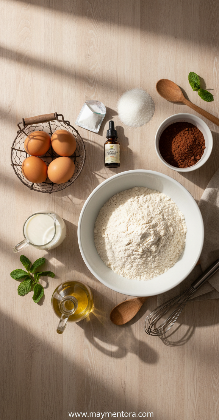 Ingredients for easy chocolate traybake cake
