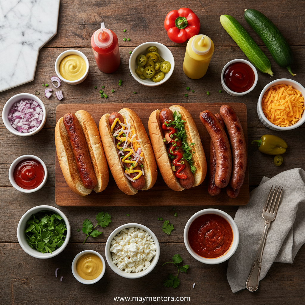Gourmet hot dog ingredients