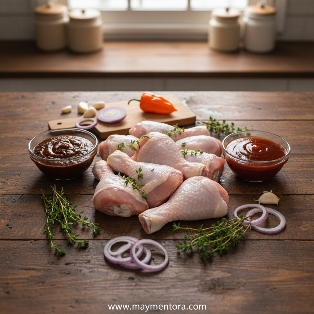 Ingredients for Jamaican jerk chicken legs