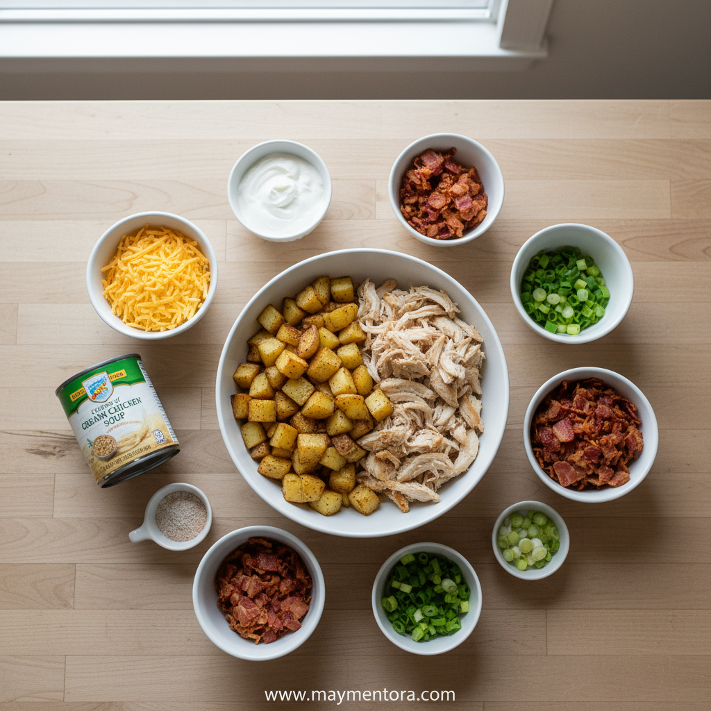Ingredients for creamy chicken ranch pasta