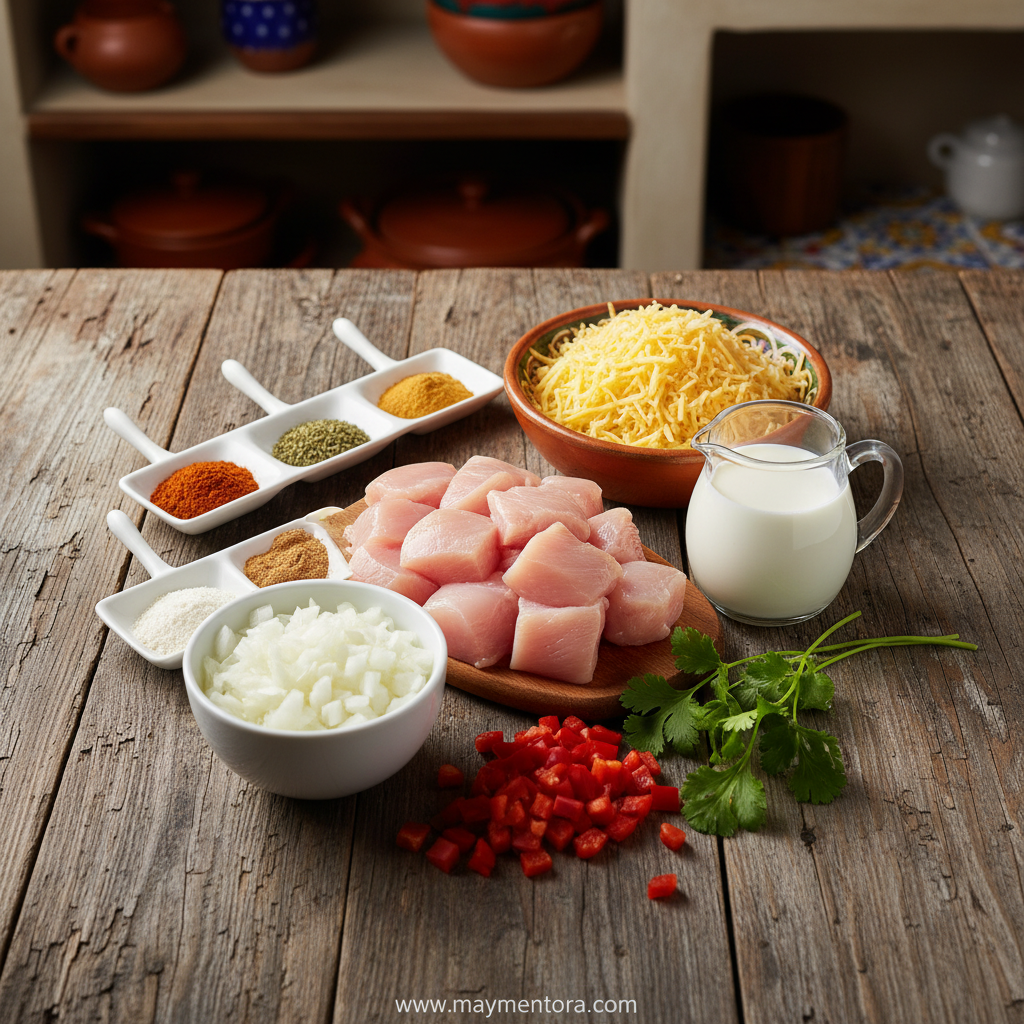 Ingredients for Mexican chicken with cheese sauce recipe