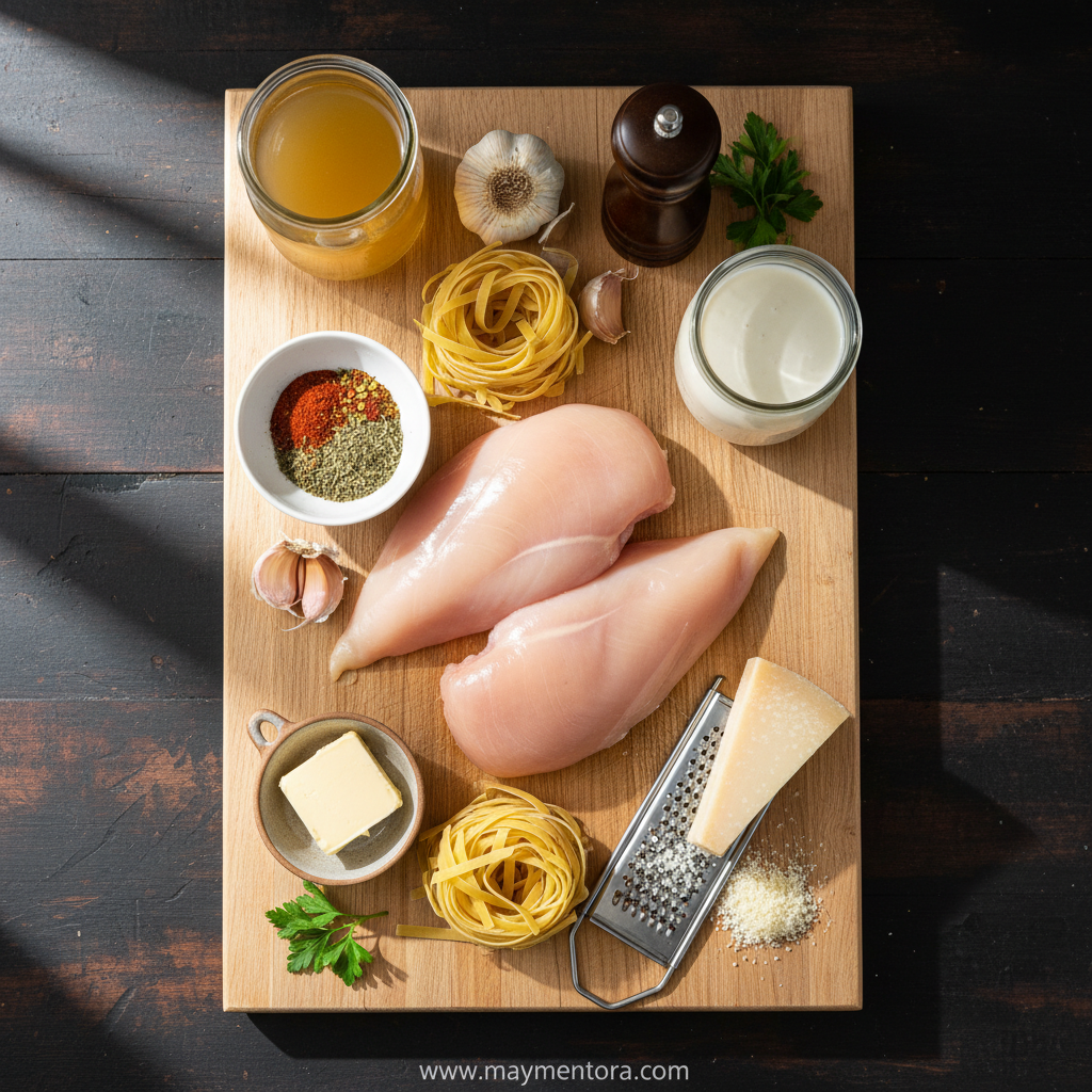 Fresh ingredients for Cowboy Butter Chicken Pasta