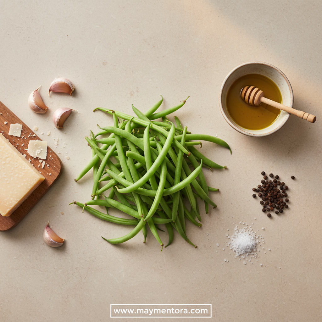 Ingredients for garlic parmesan roasted green beans