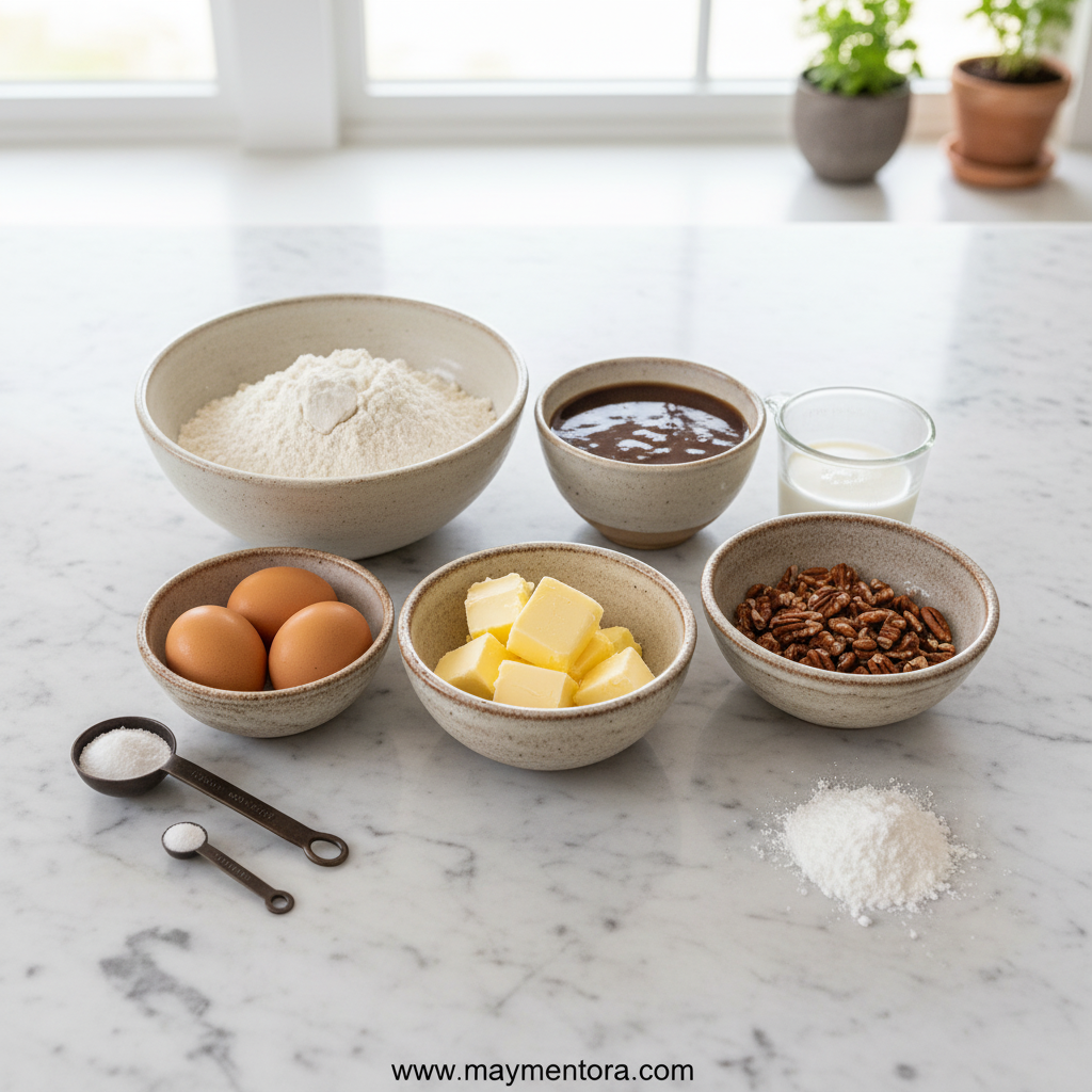 Ingredients for Texas chocolate sheet cake