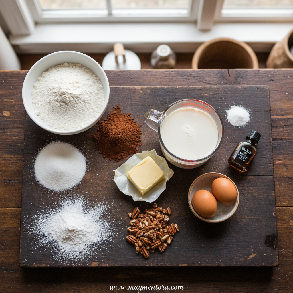 Ingredients for Texas chocolate sheet cake