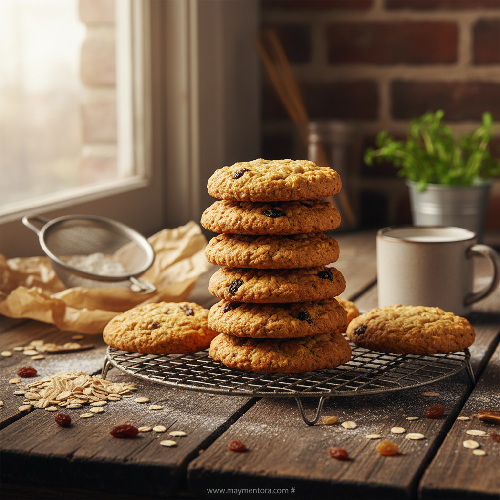 Delicious chewy oatmeal cookies with golden brown edges and soft centers